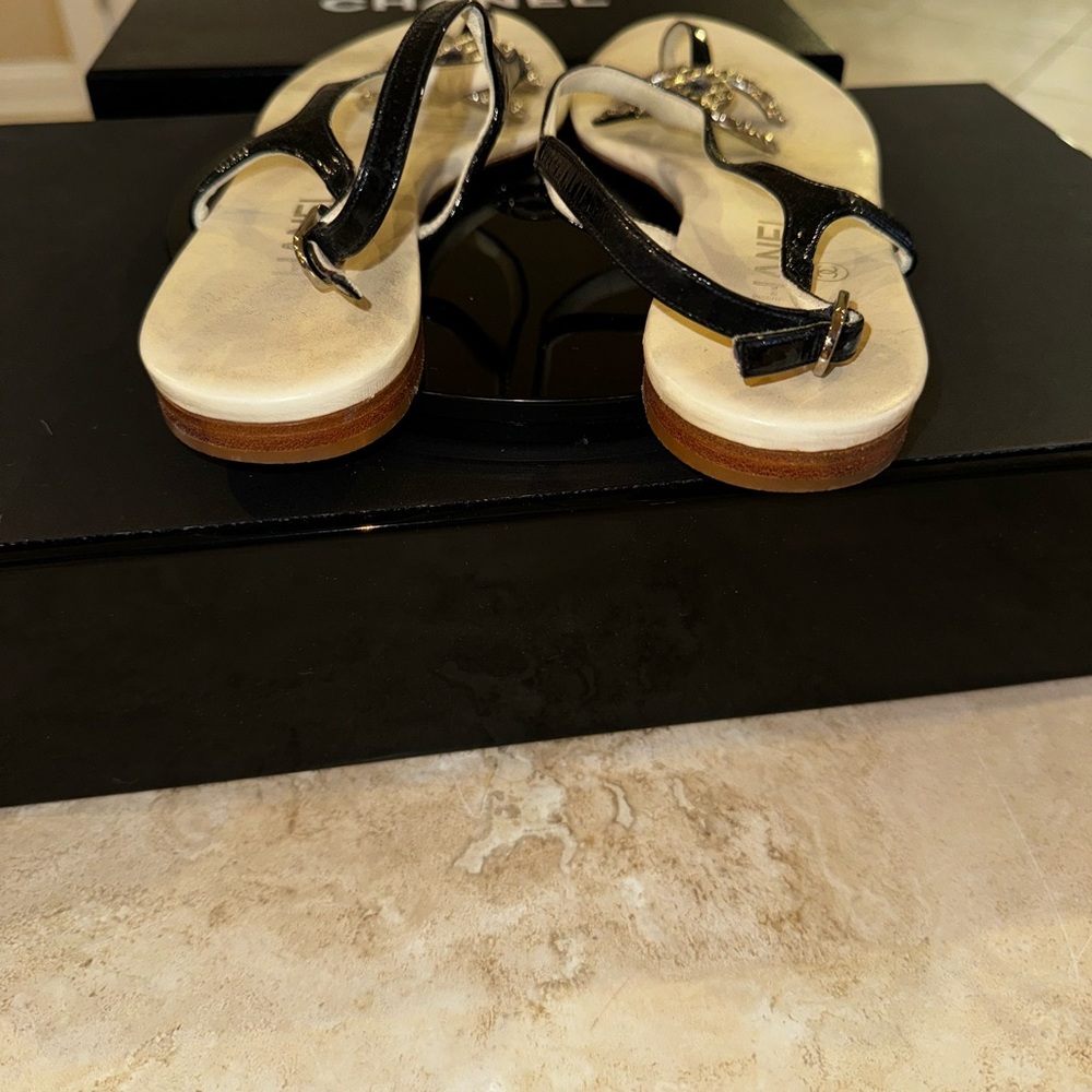 Chanel Black and Beige Women's Sandals - Picture 3 of 8